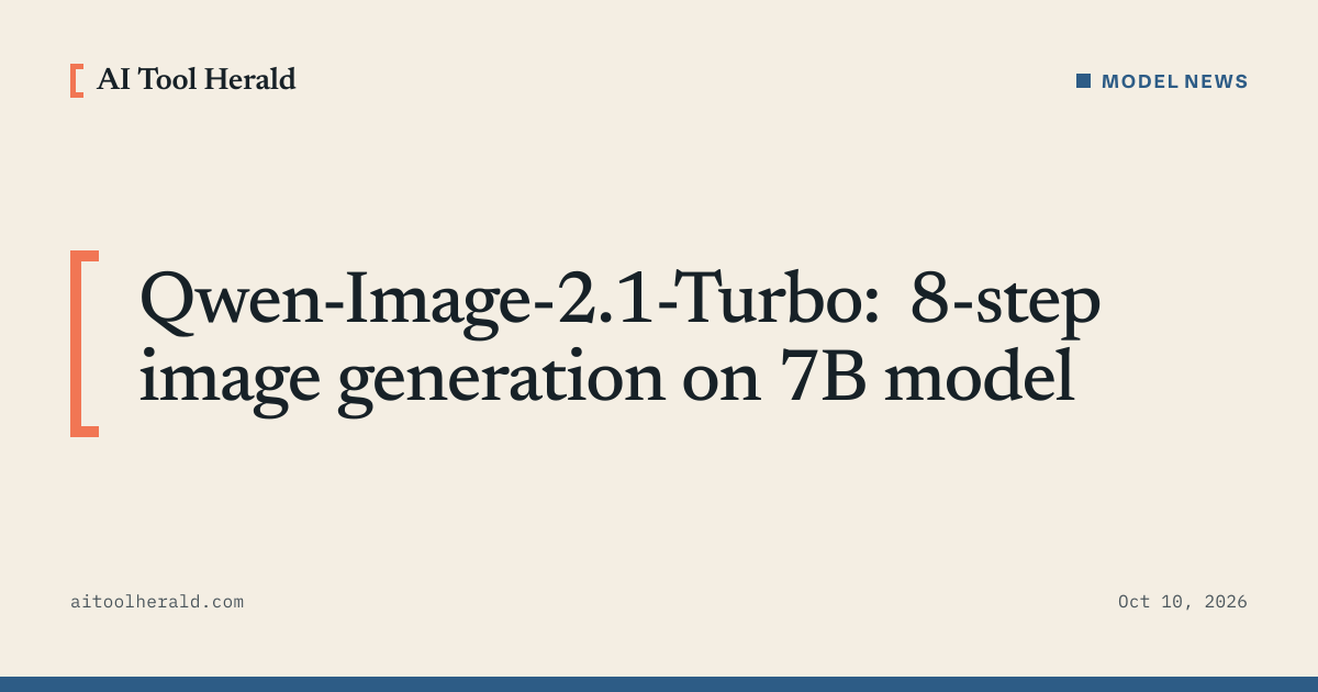 Headline card: Qwen-Image-2.1-Turbo: 8-step image generation on 7B model