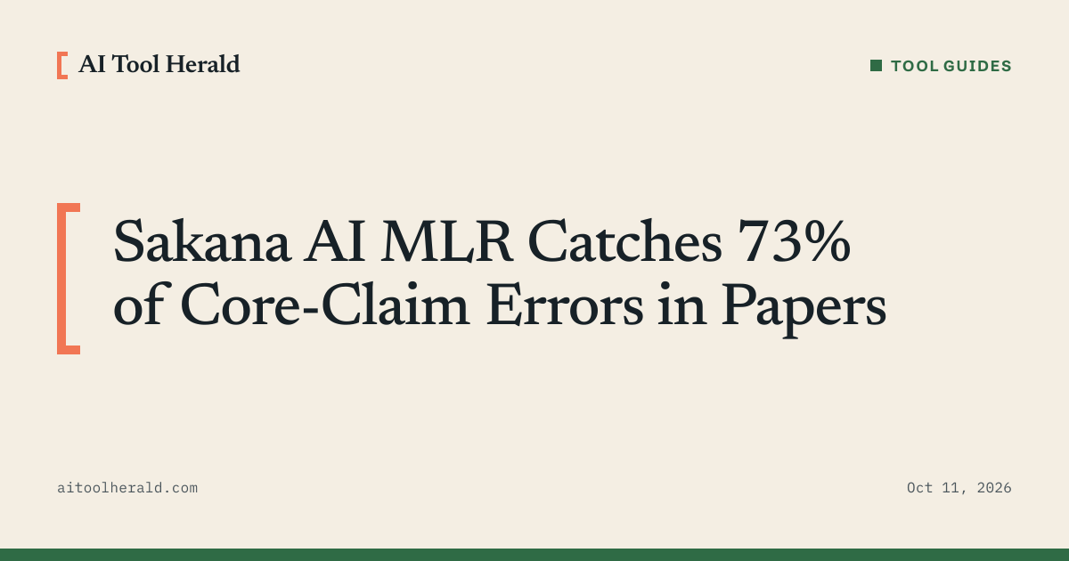 Headline card: Sakana AI MLR Catches 73% of Core-Claim Errors in Papers