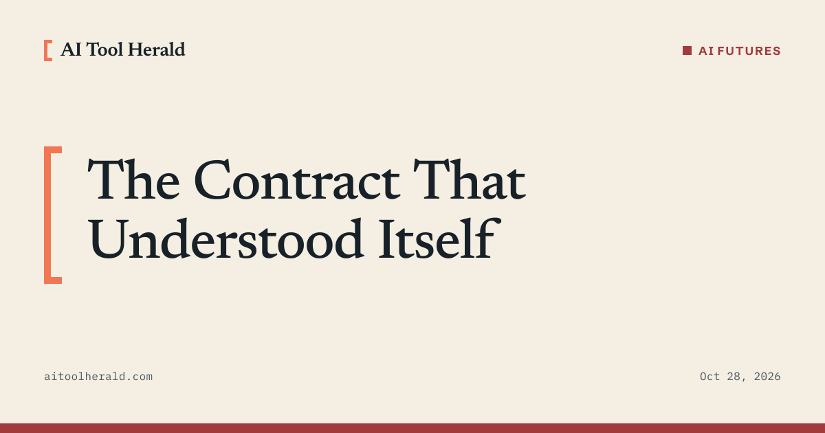Headline card: The Contract That Understood Itself
