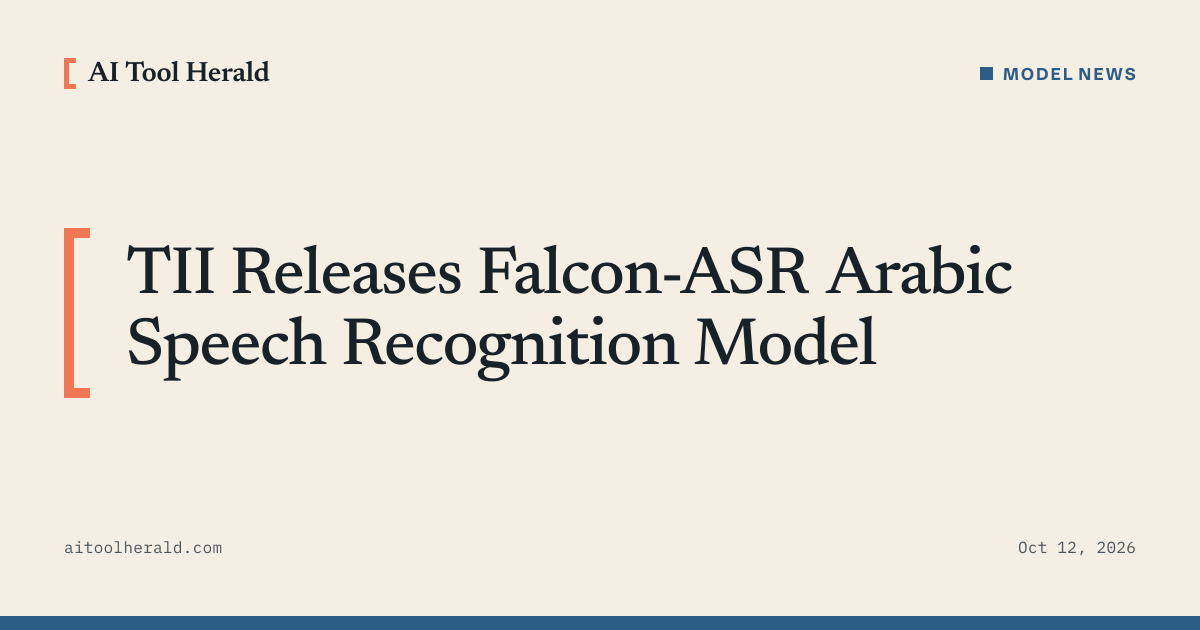 Headline card: TII Releases Falcon-ASR Arabic Speech Recognition Model