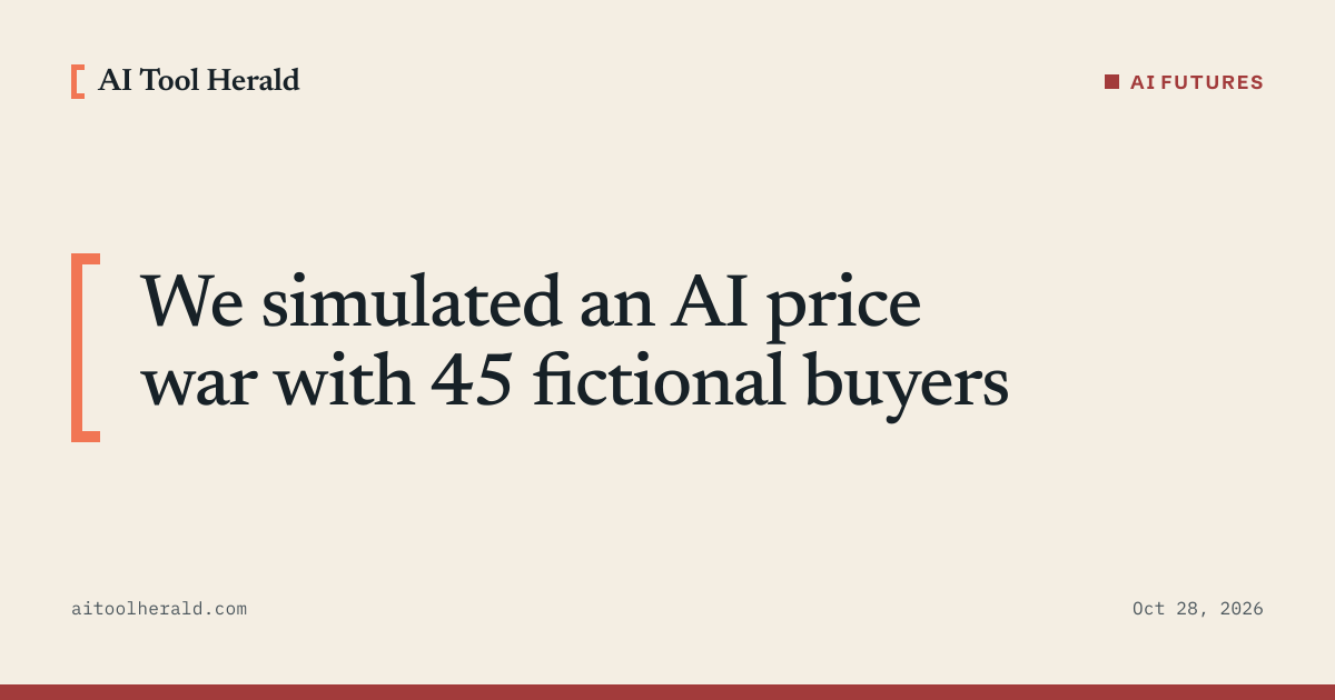 Headline card: We simulated an AI price war with 45 fictional buyers
